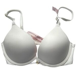 Victorias Secret Bra 30B White Bombshell Plunge Push Up Multiway Convertible NWT